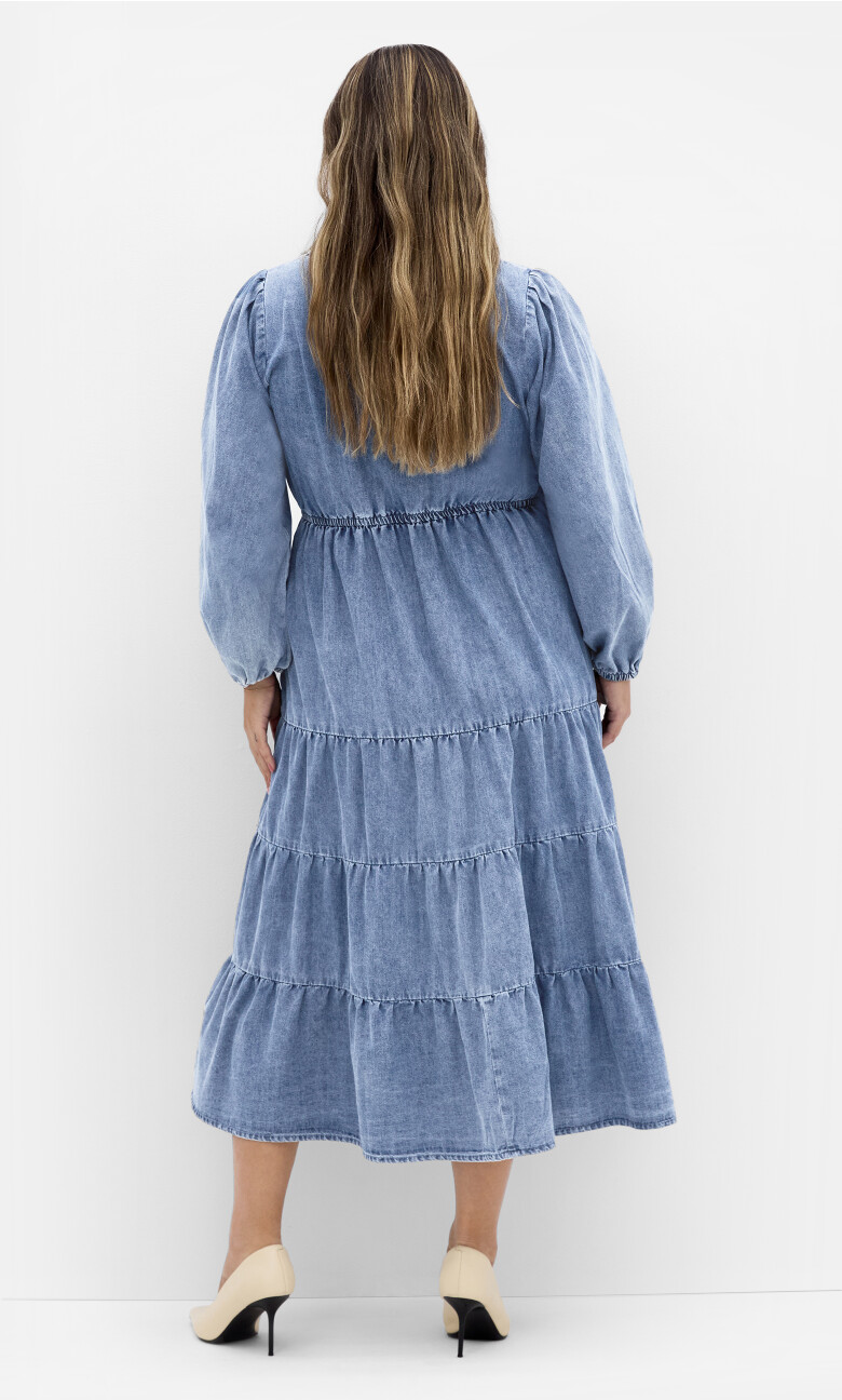 August Long Sleeve Denim Dress - light denim