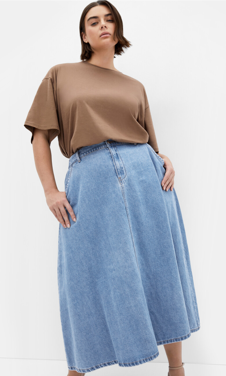 Plus Size Karina Denim Skirt - Light Wash