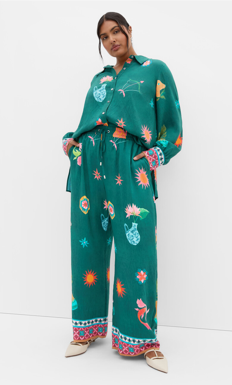La Mont Wide Leg Pant - emerald