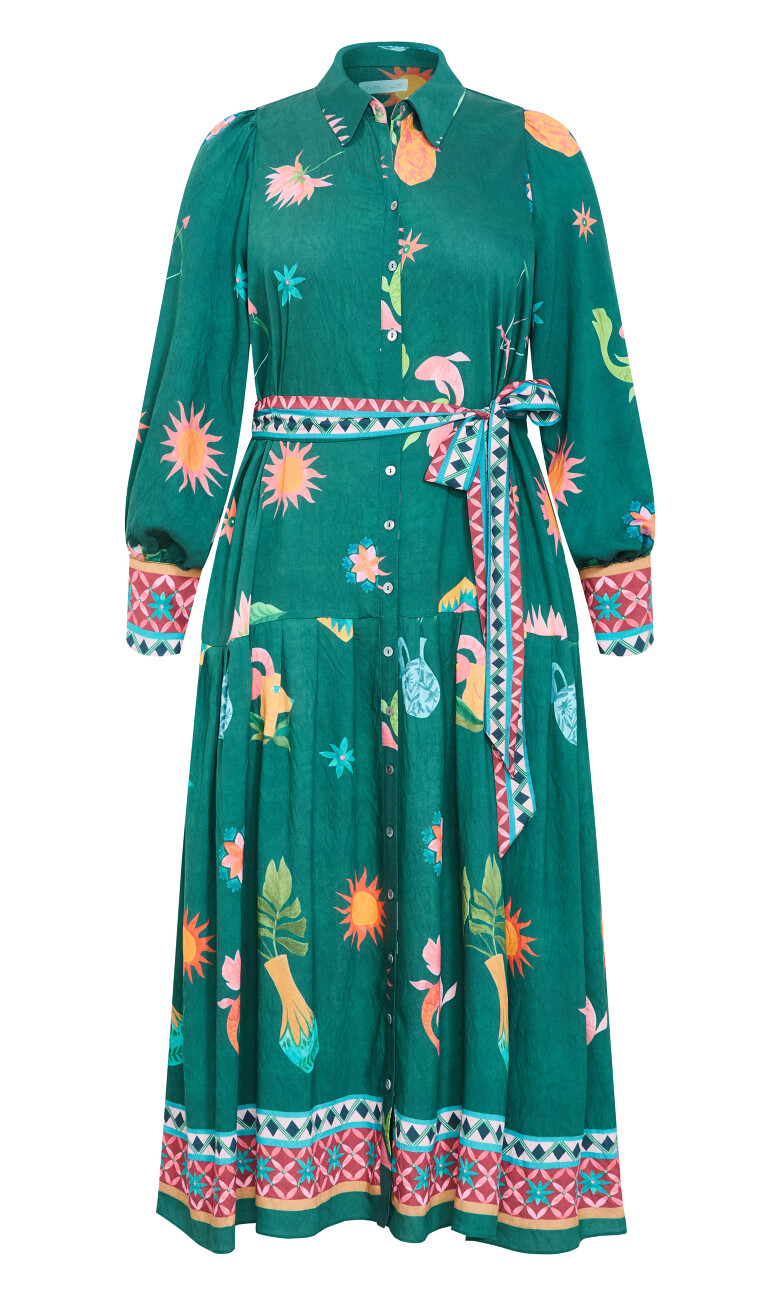 La Mont Print Maxi Dress - emerald