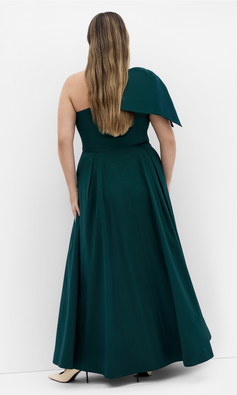 Captivate One Shoulder Maxi Dress - deep teal