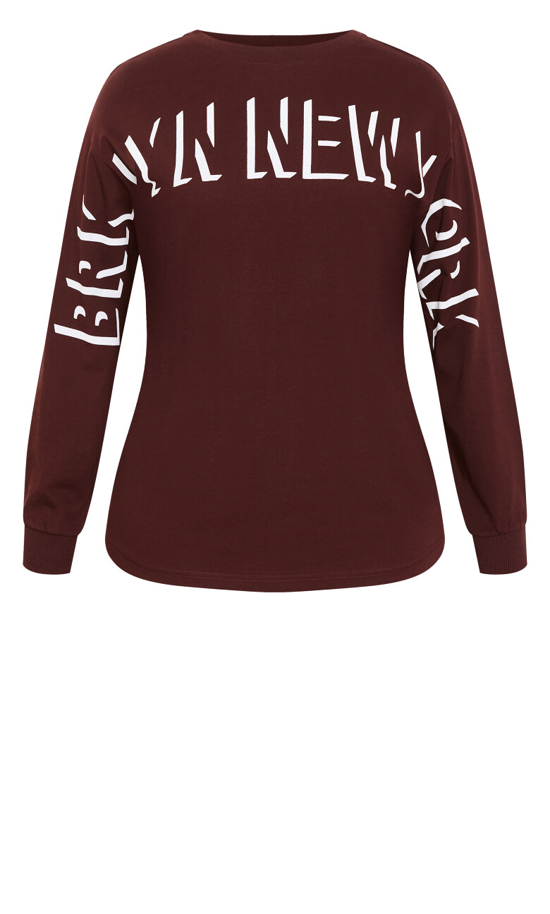 Ariadne Long Sleeve Cotton Tee - choc cherry