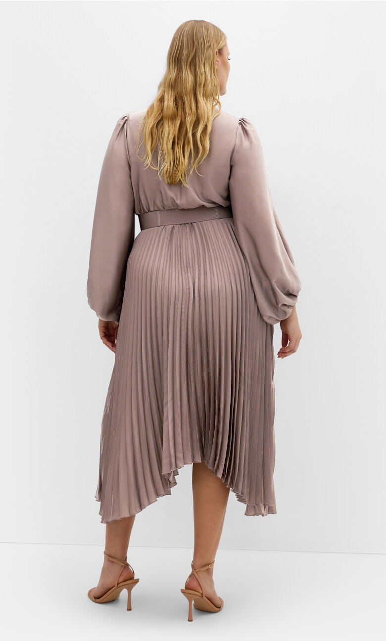 Amara Pleat Midi Dress - mink