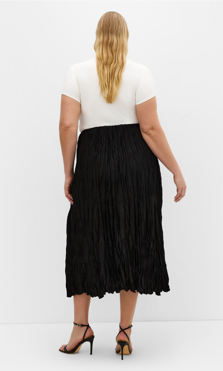 Imogen Pleat Midi Skirt - black