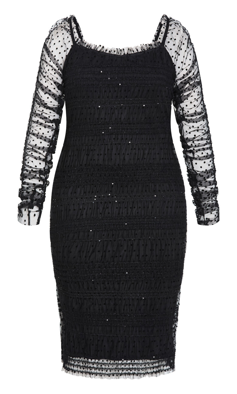 Sofie Dobby Spot Midi Dress - black