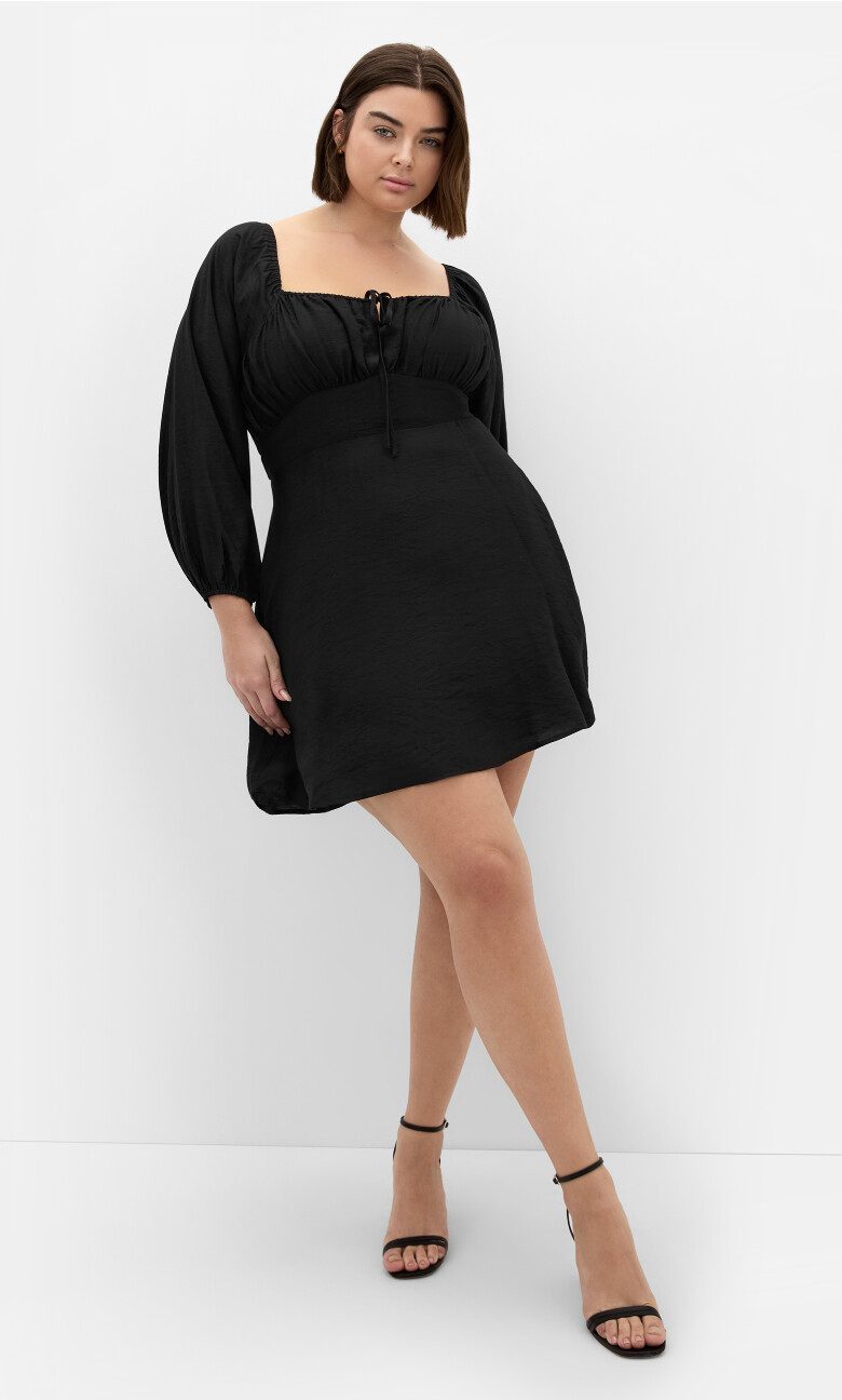 Abbie Long Sleeve Mini Dress - black