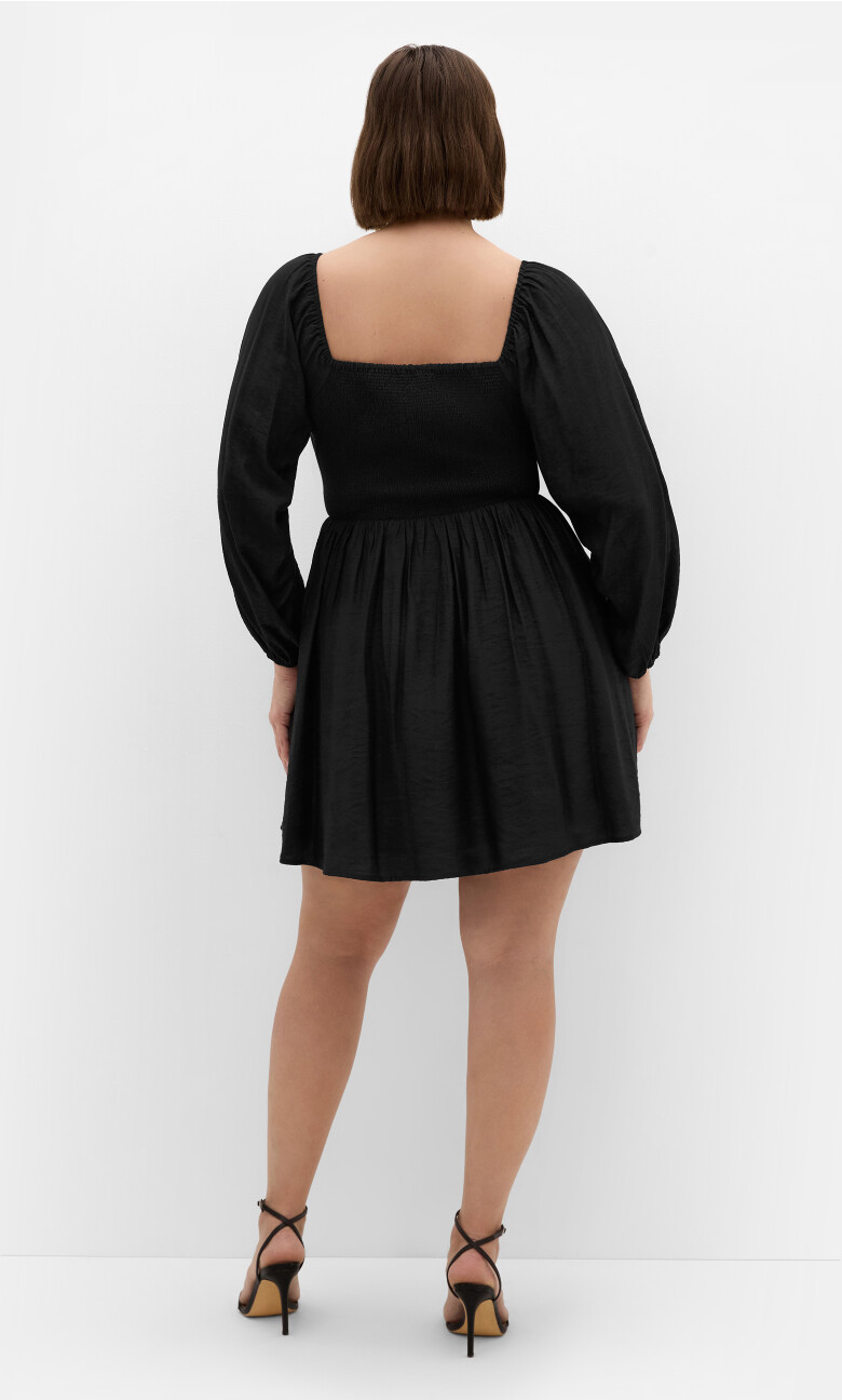 Abbie Long Sleeve Mini Dress - black