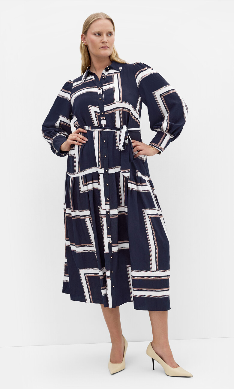 Plus Size Kinsley Print Maxi Dress - navy