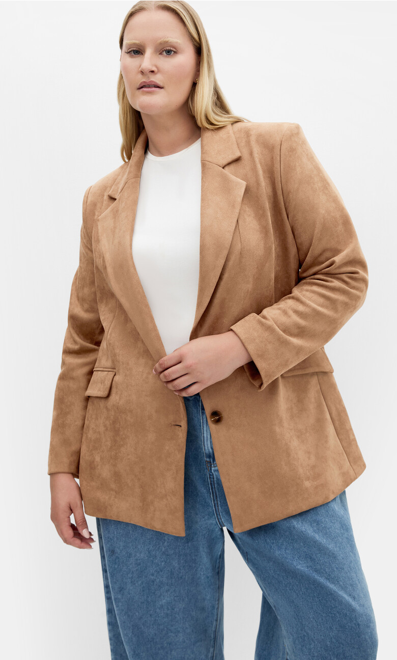Plus Size Sara Sueded Blazer - Caramel
