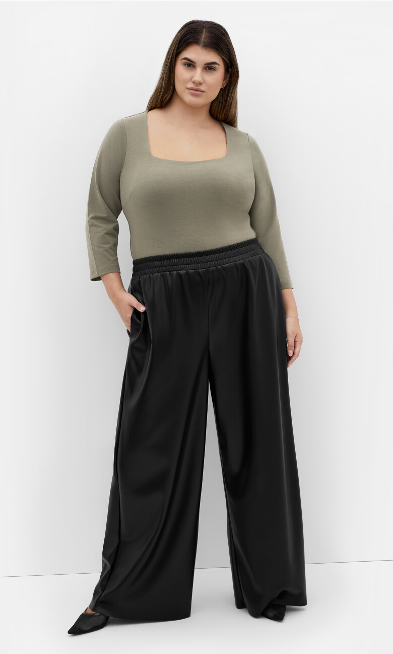 Plus Size Anny Square Neck Top - Khaki