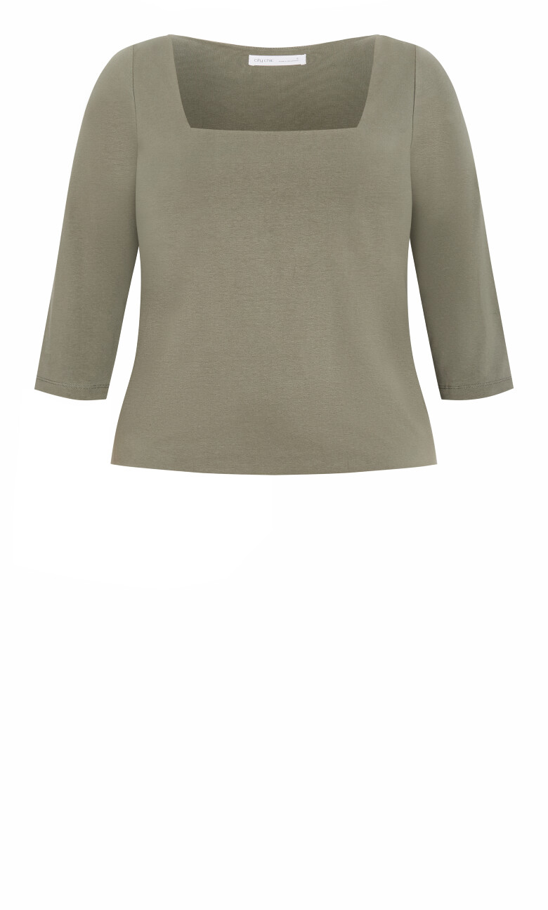 Anny Square Neck Top - khaki
