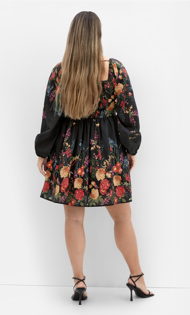 Eden Border Mini Dress - black