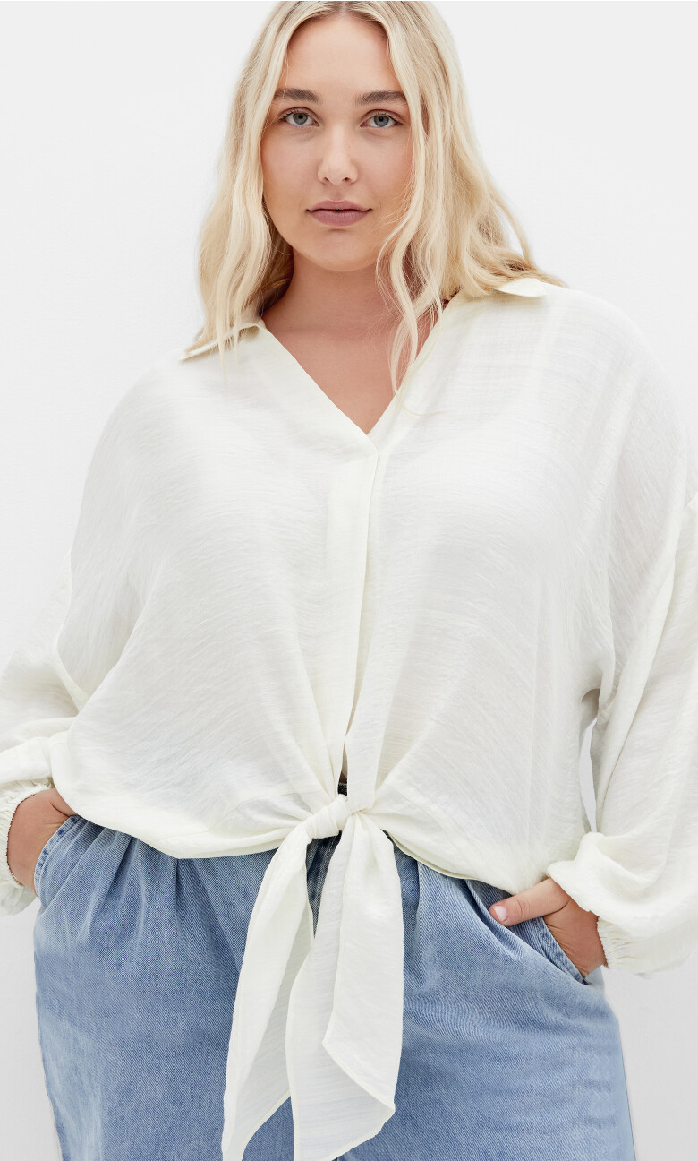 Plus Size Rosie Long Sleeve Shirt - Cream