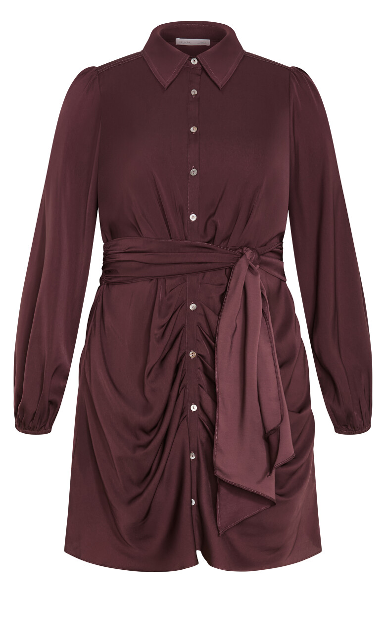 Lianna Gathered Midi Dress - cocoa