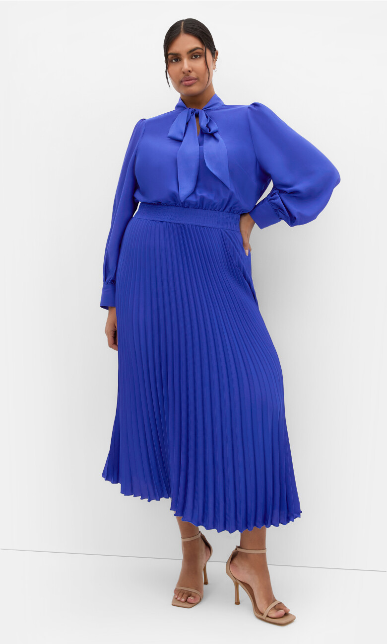 Plus Size Marily Pleat Midi Dress - Sapphire
