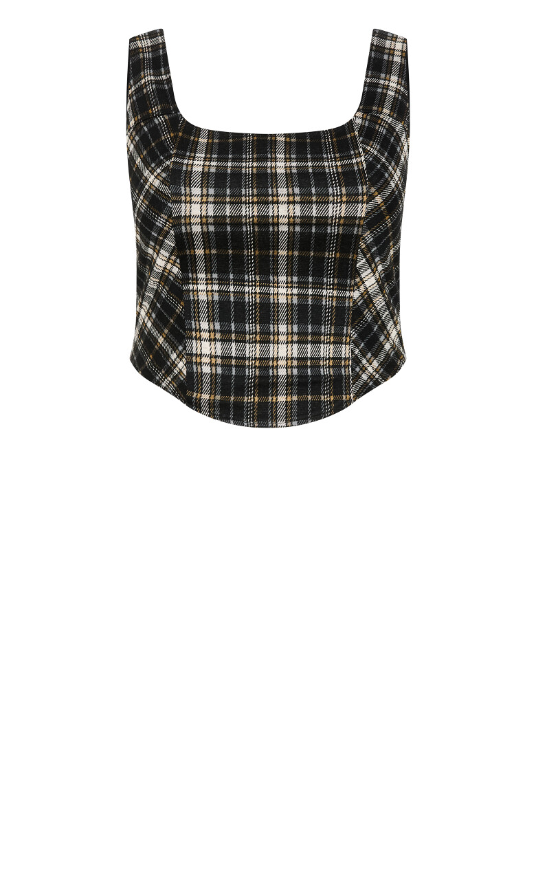 Saige Plaid Corset Top - black
