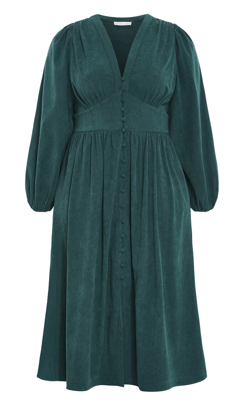 Daize Corduroy Midi Dress - emerald