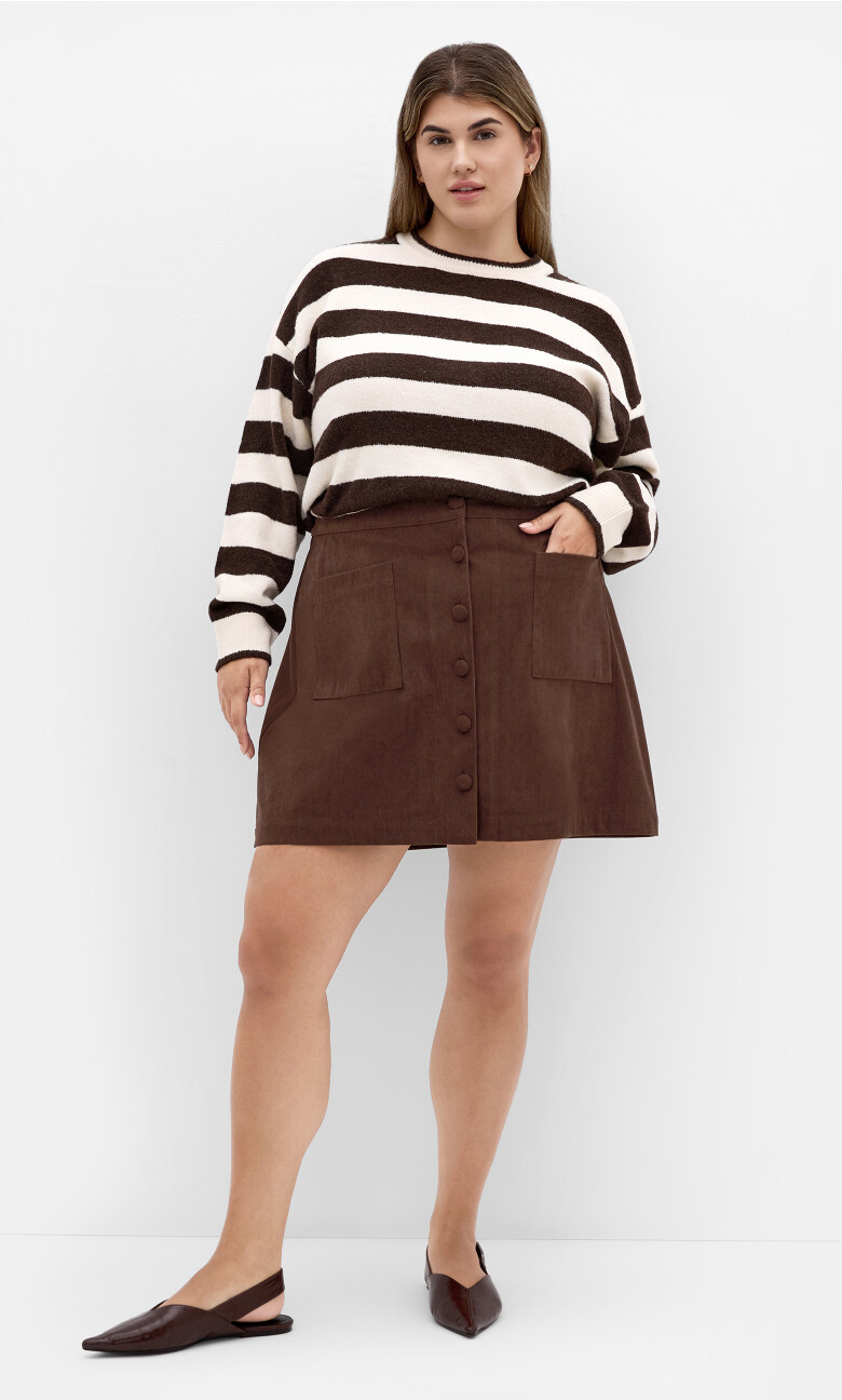 Plus Size Alana Corduroy Mini Skirt - Chocolate