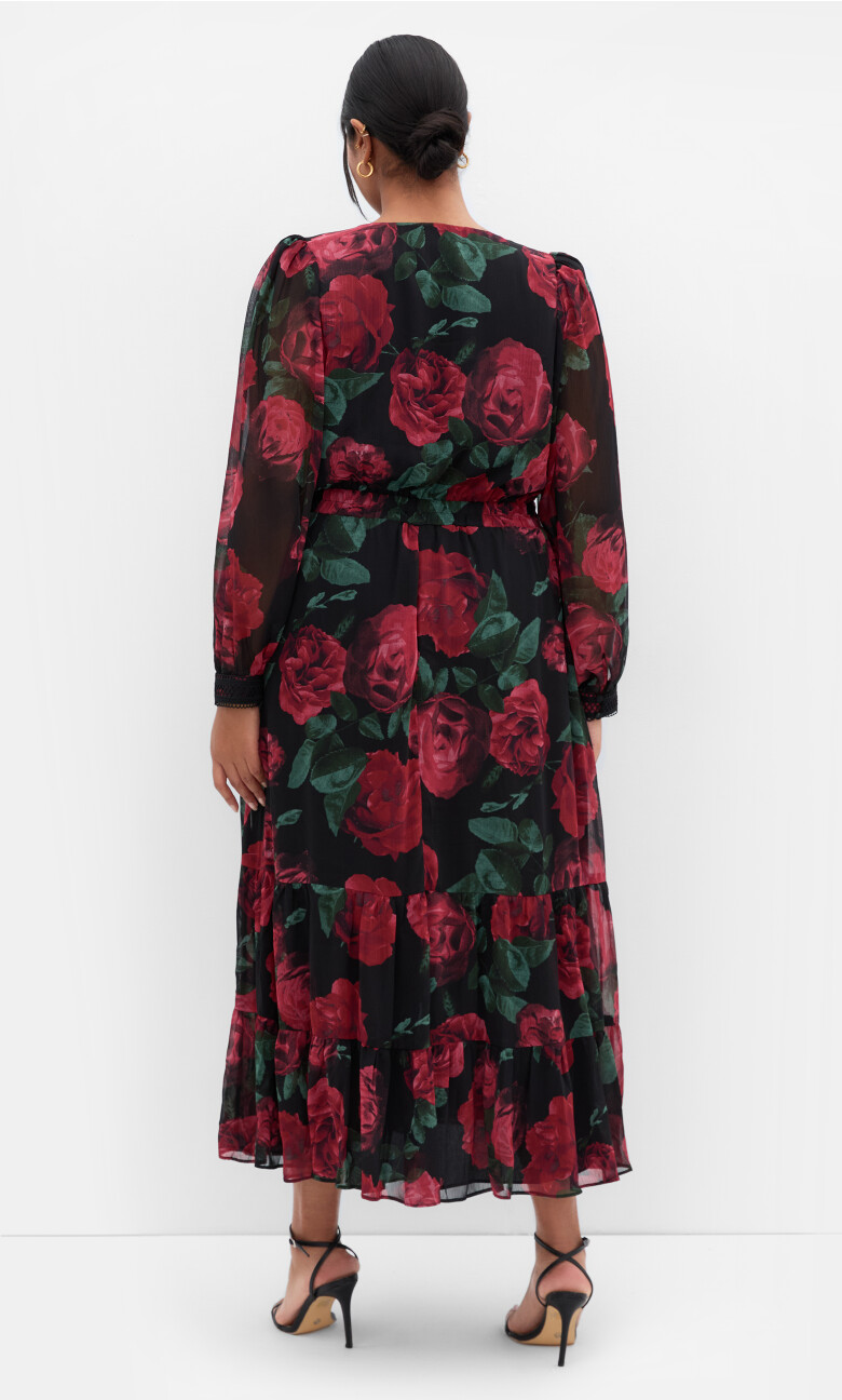 Kianna Print Maxi Dress - black