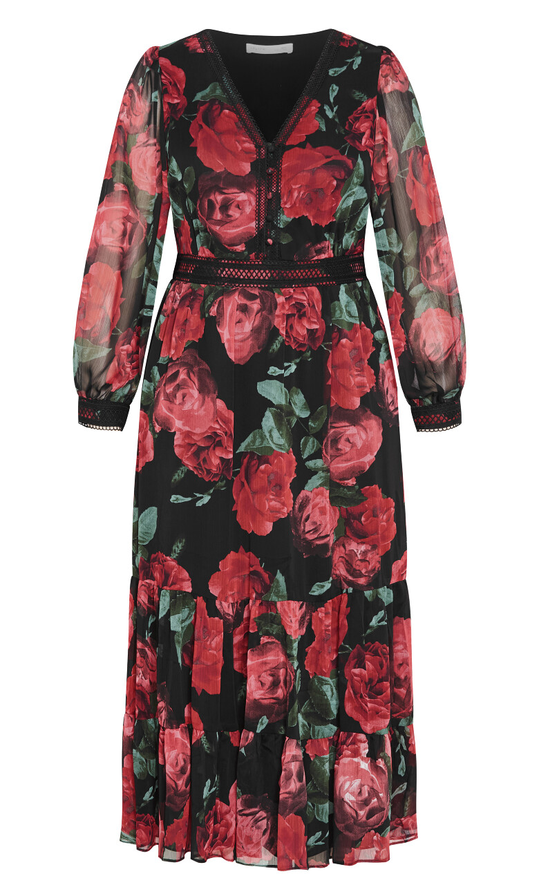 Kianna Print Maxi Dress - black