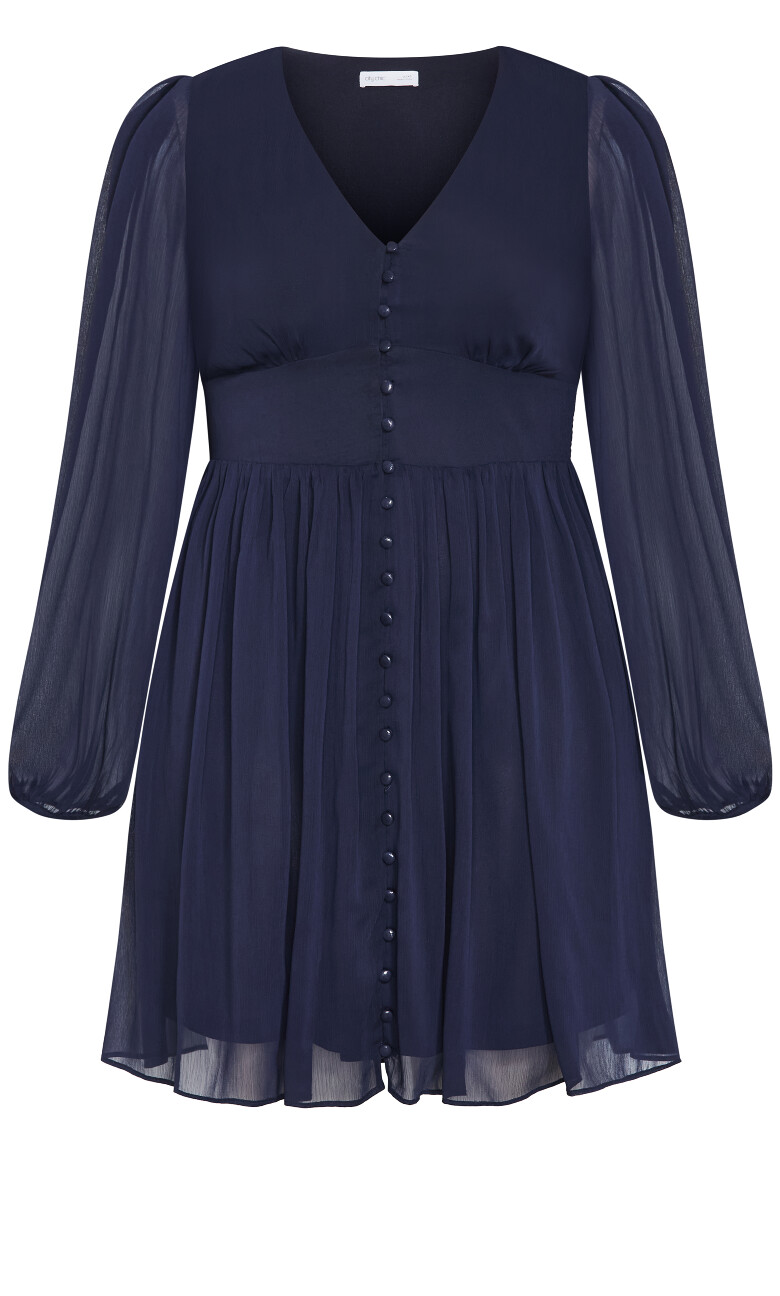 Serina V Neck Mini Dress - navy