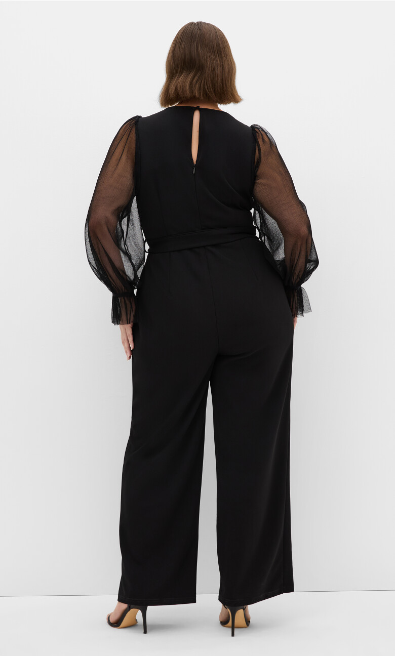 Alannah Mesh Sleeve Jumpsuit - black