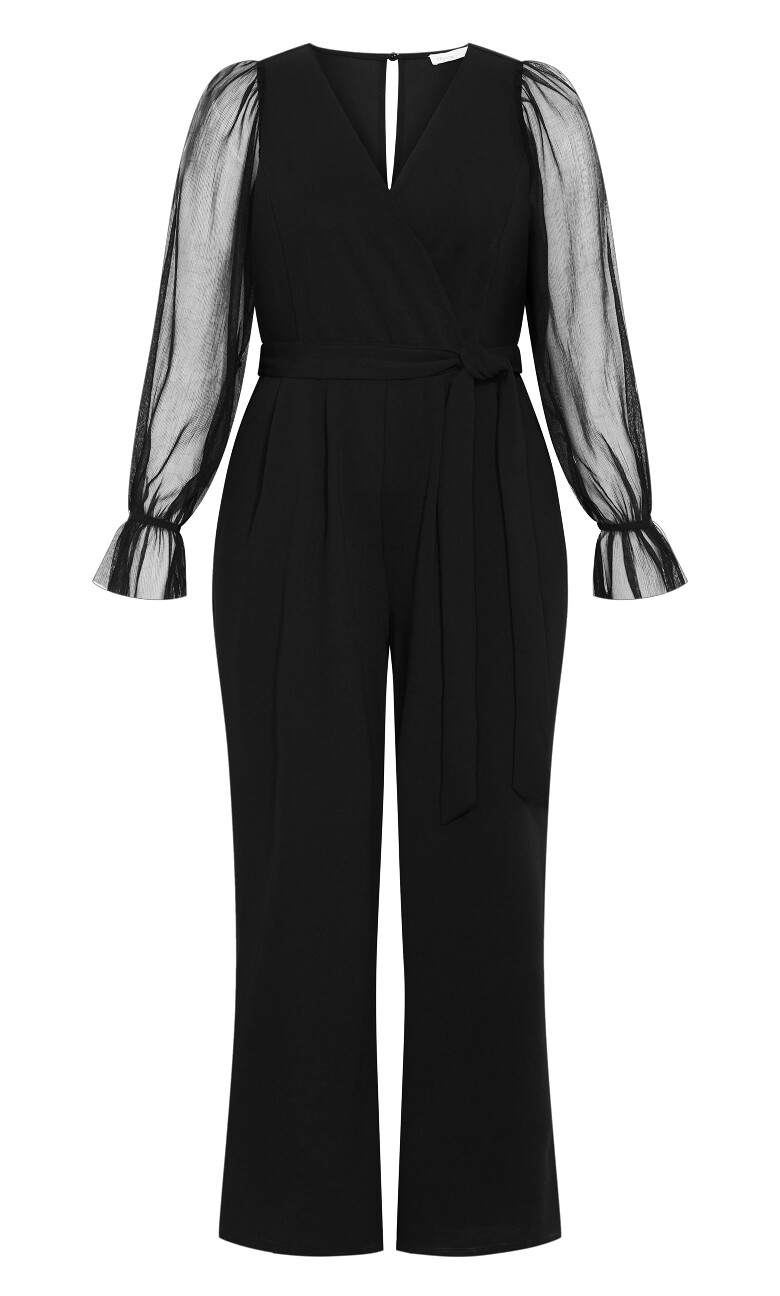 Alannah Mesh Sleeve Jumpsuit - black