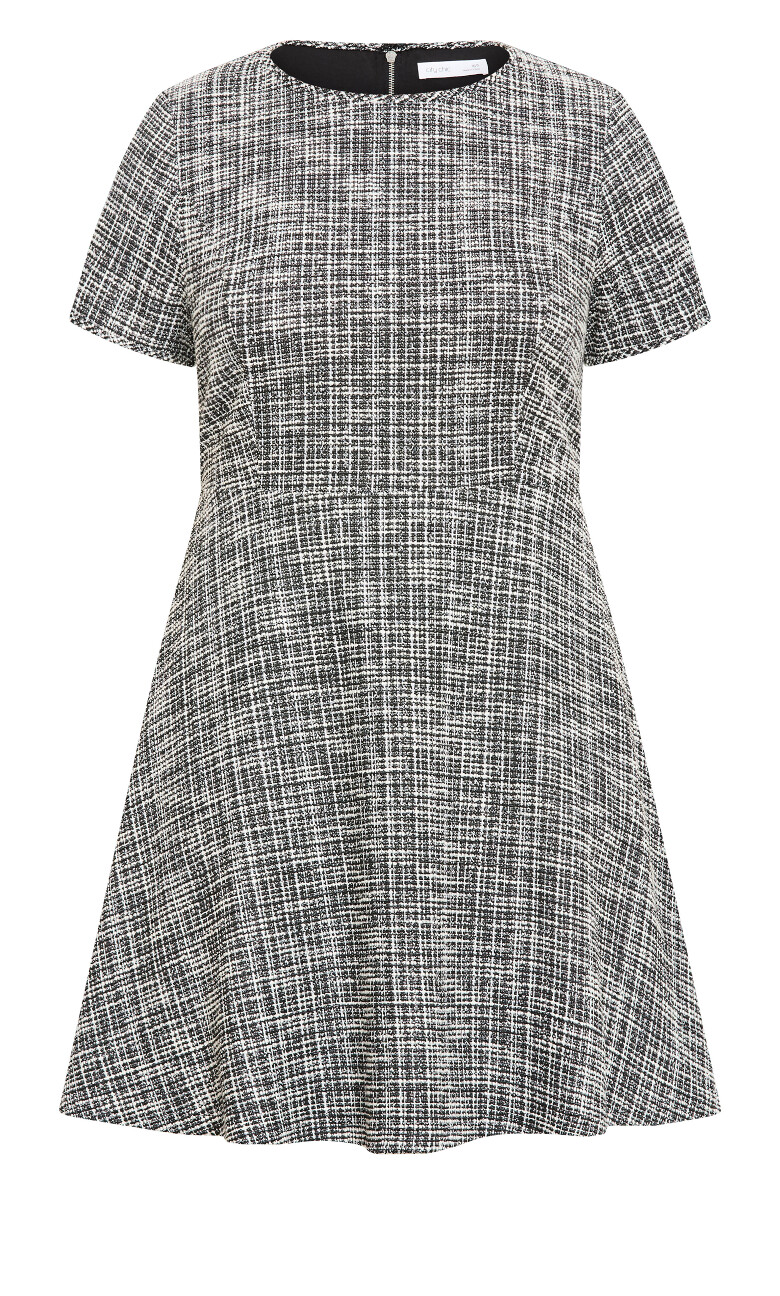 Damia Boucle Mini Dress - black check