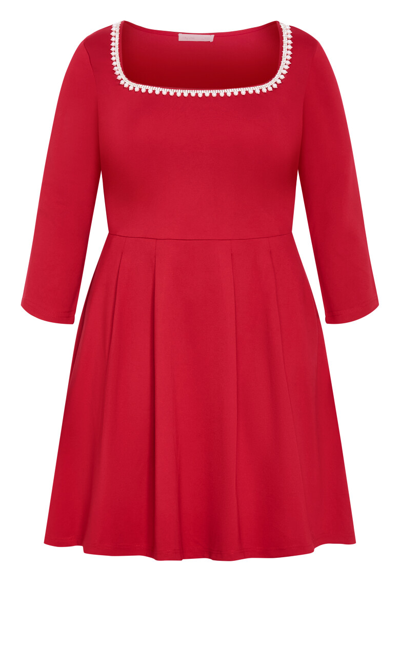 Petra Long Sleeve Skater Mini Dress - ruby