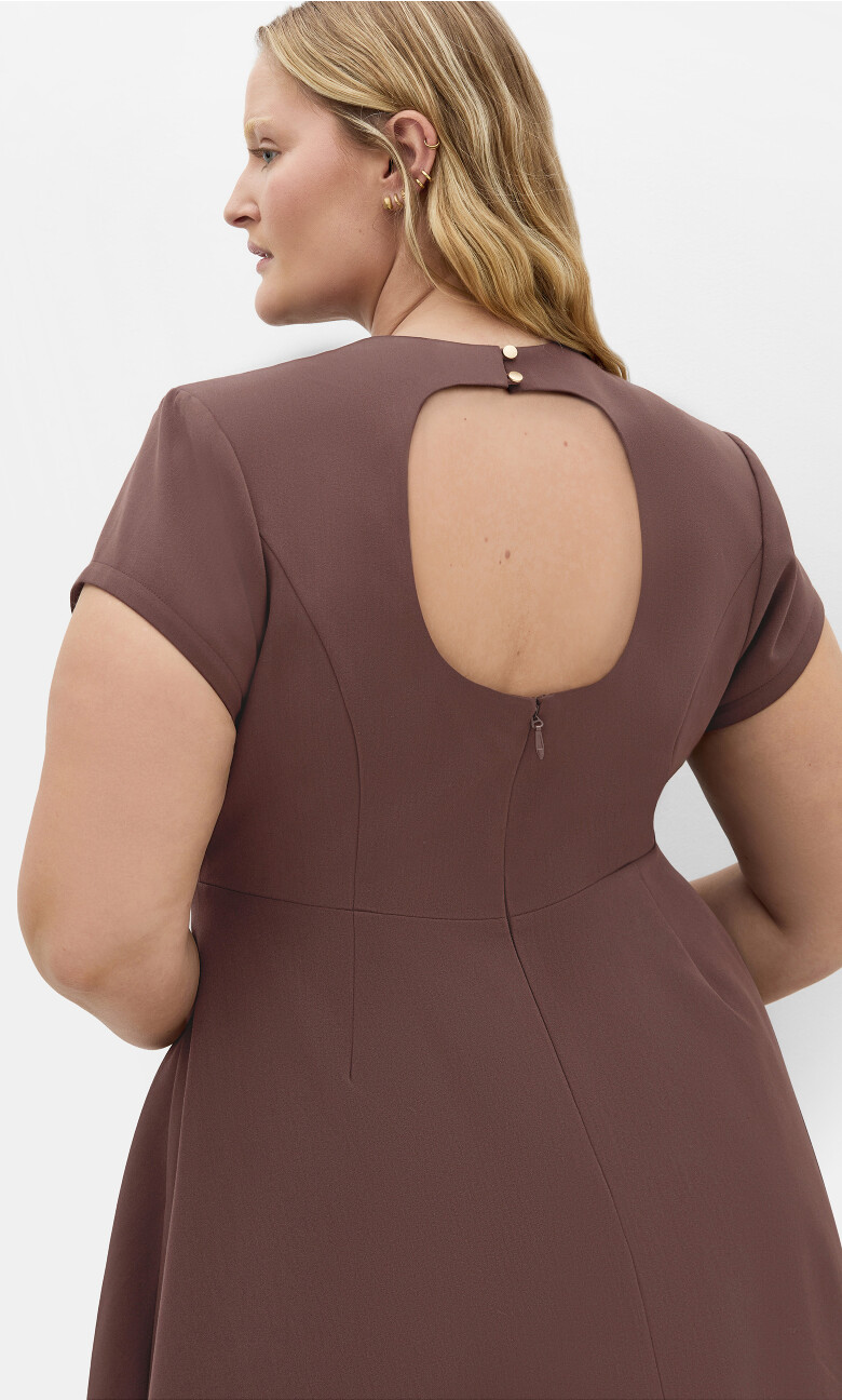 Dynamic Cap Sleeve Skater Dress - chocolate