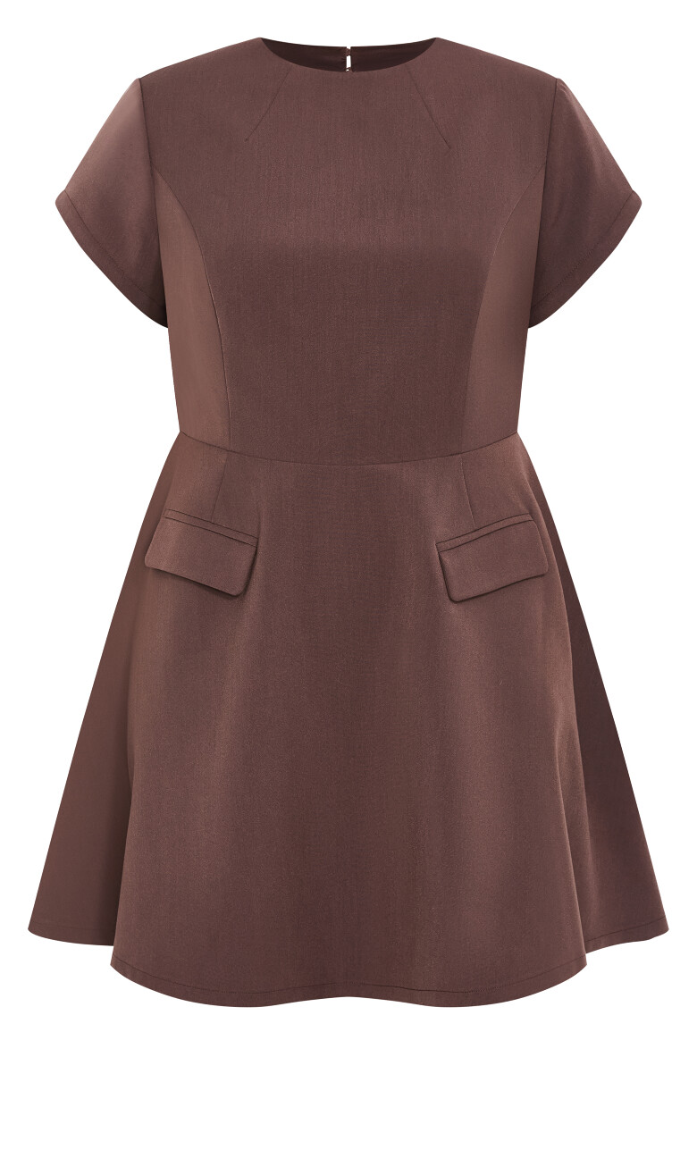 Dynamic Cap Sleeve Skater Dress - chocolate