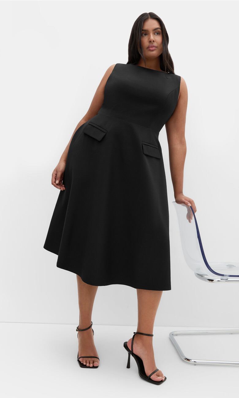Plus Size DRESS DYNAMIC MIDI - Black