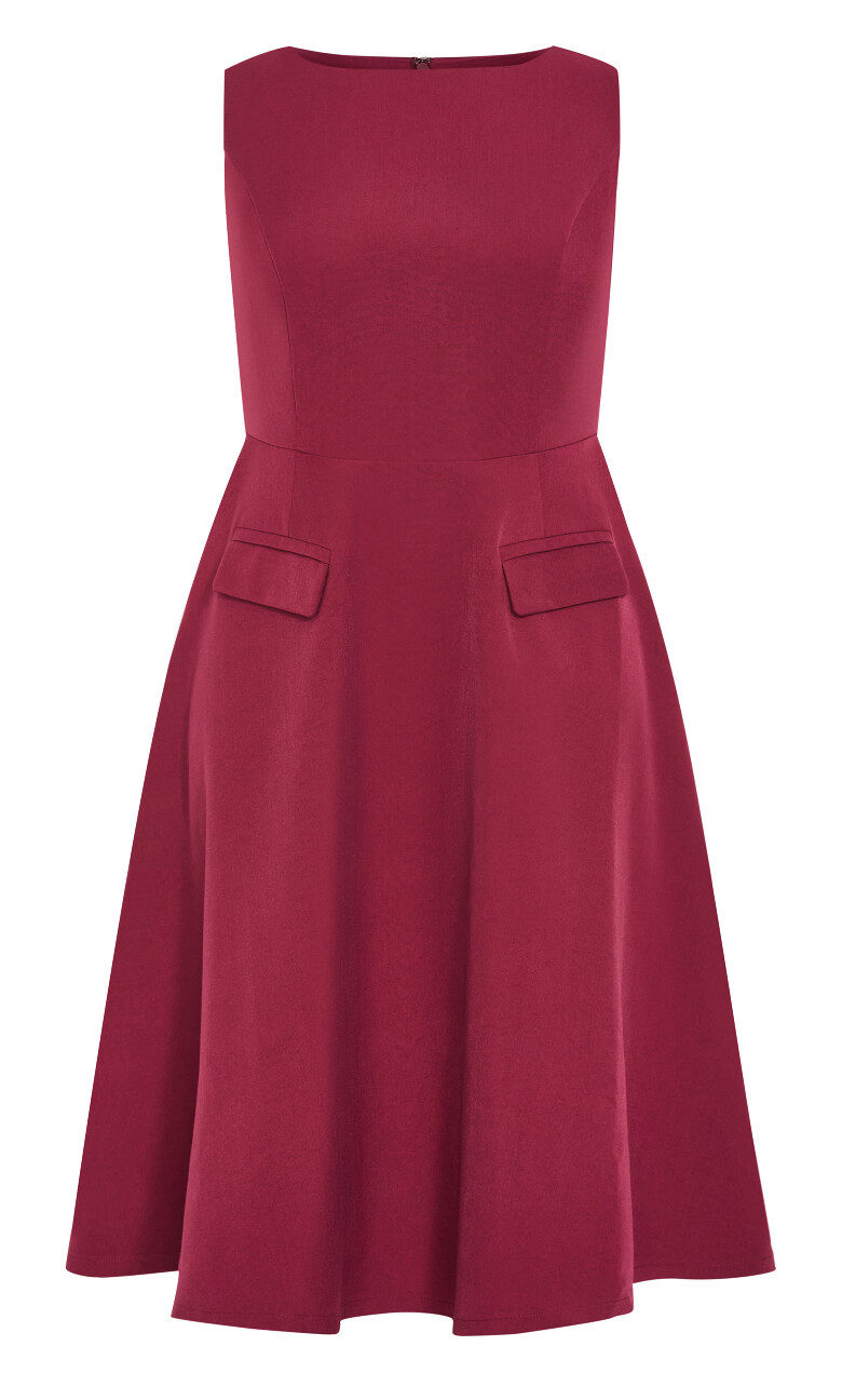 Dynamic Skater Midi Dress - ruby