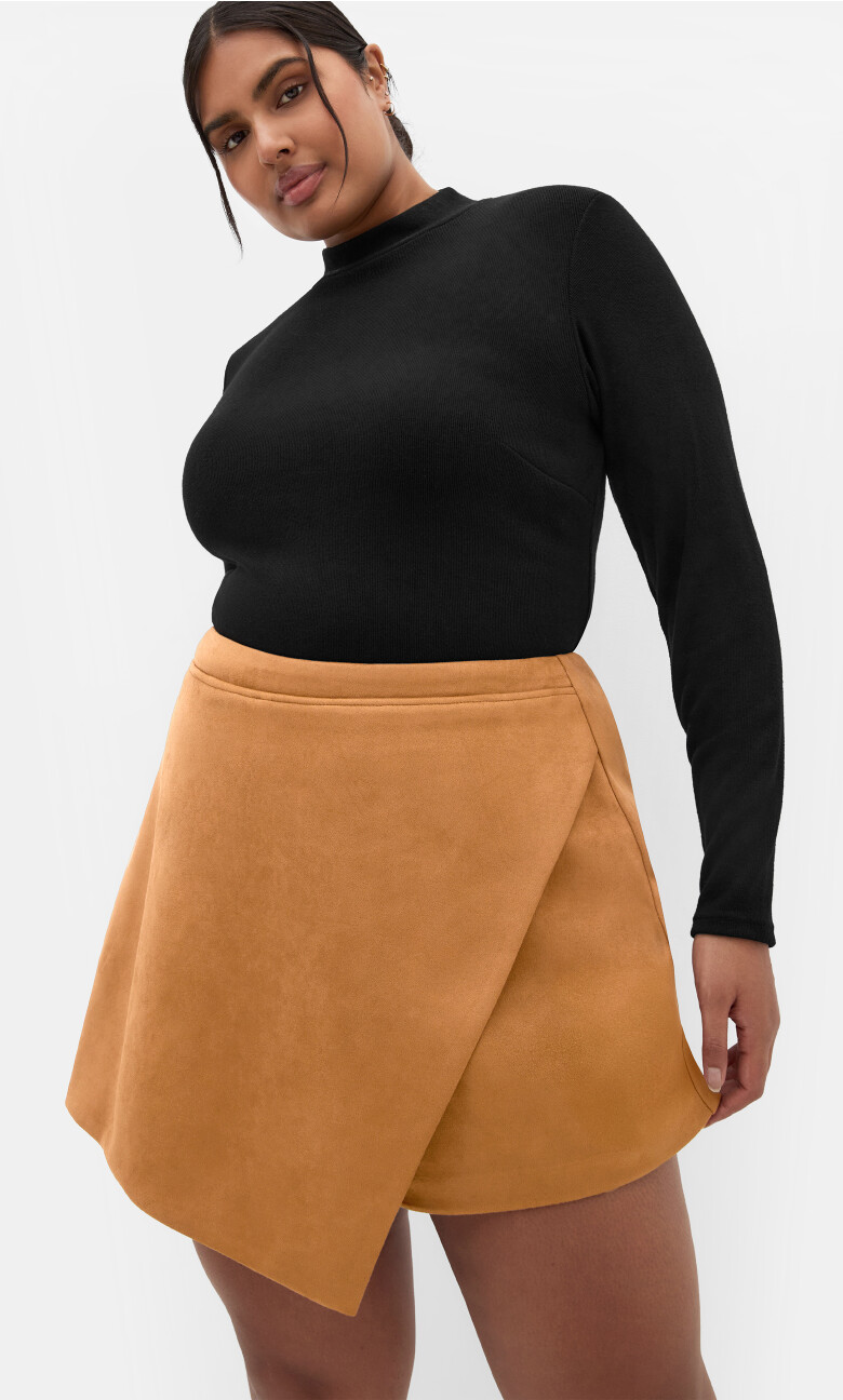 Sueded Mini Skort - caramel