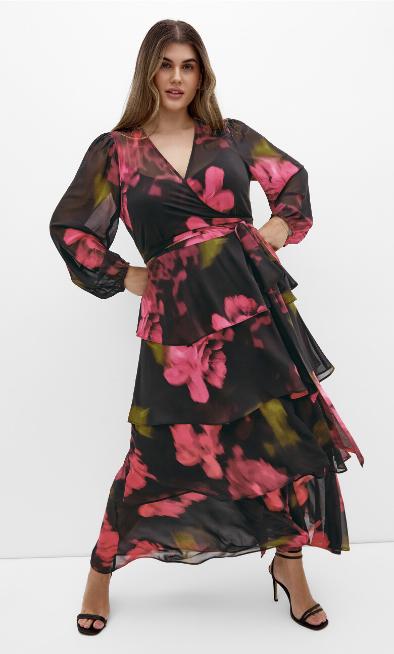 Plus Size Selene Wrap Maxi Dress - Black