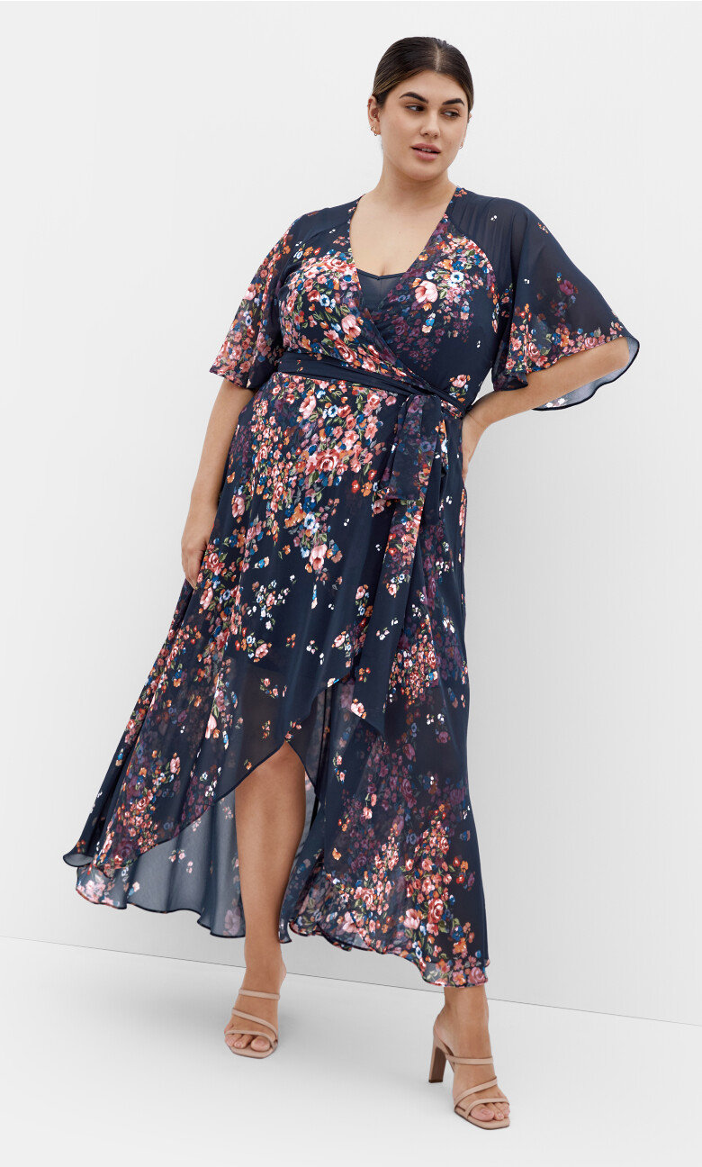 Plus Size Lovers Lane Print Dress - Royal Blue