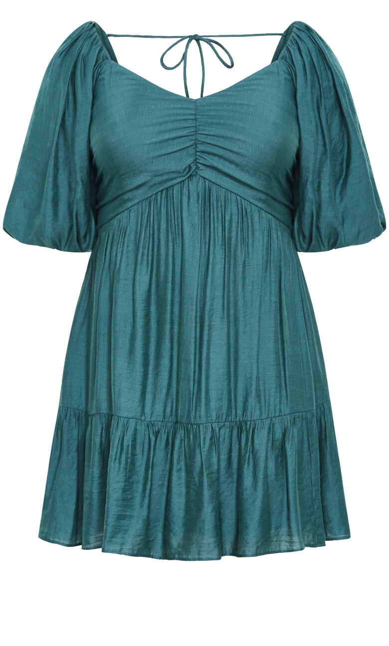 Mindy Babydoll Mini Dress - evergreen