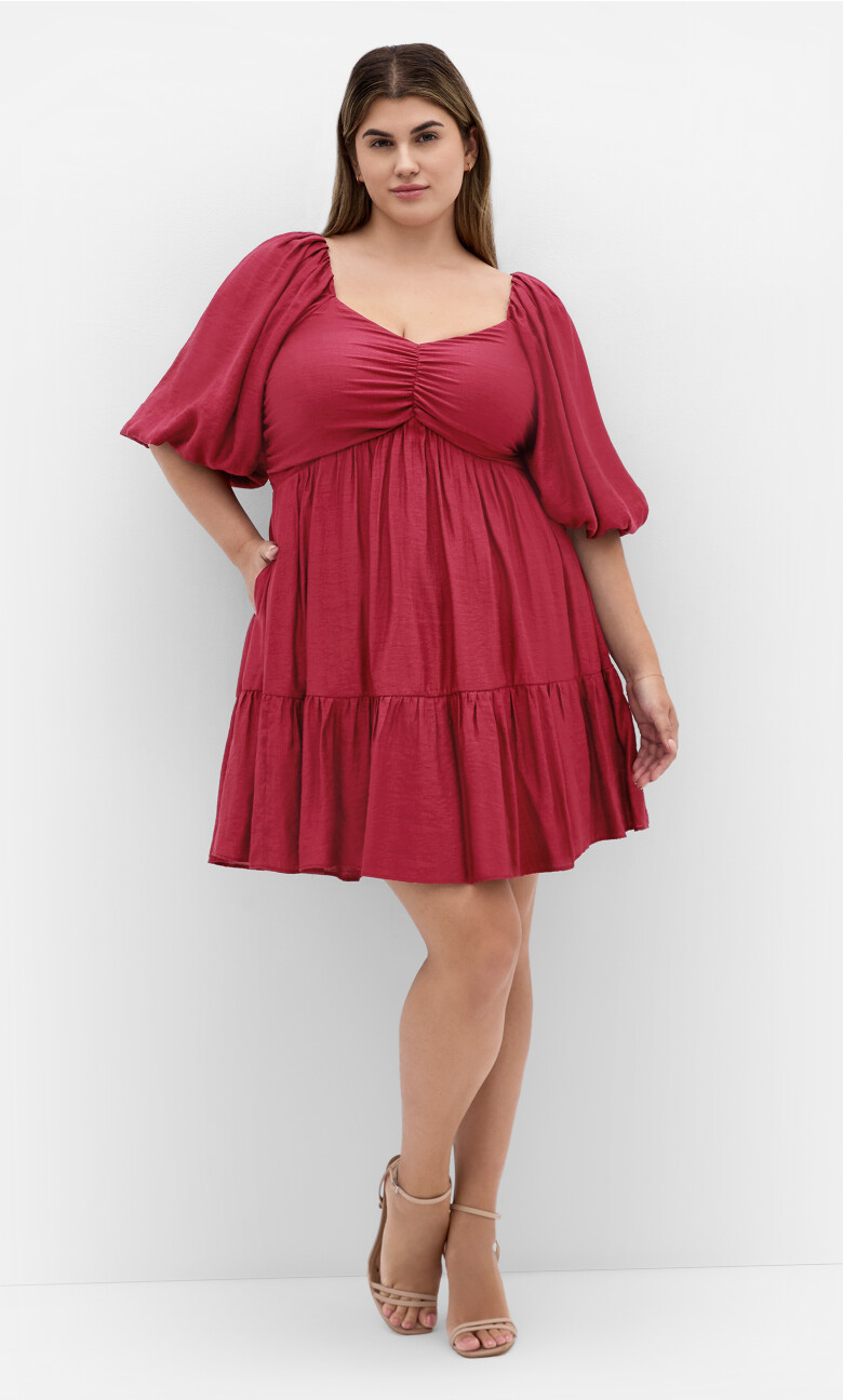 Mindy Babydoll Mini Dress - shiraz