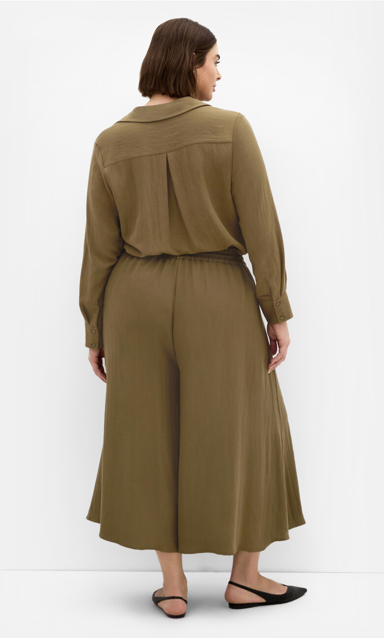 Elly Wide Leg Crop Pant - khaki