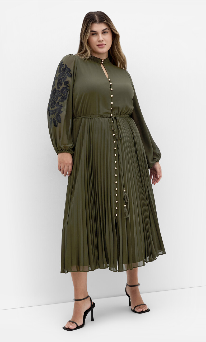 Plus Size DRESS ADORN SLV - Olive