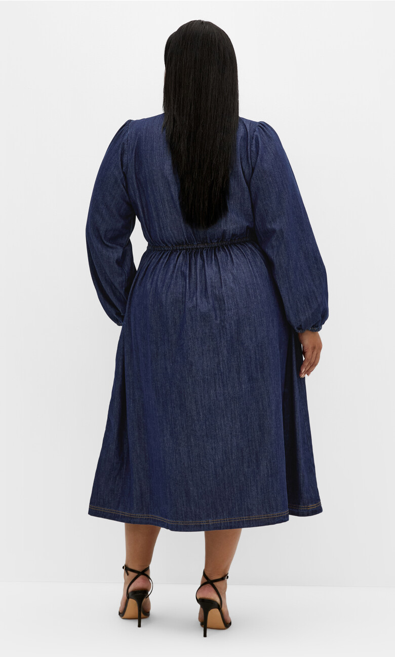 Emelia Denim Midi Dress - dark wash