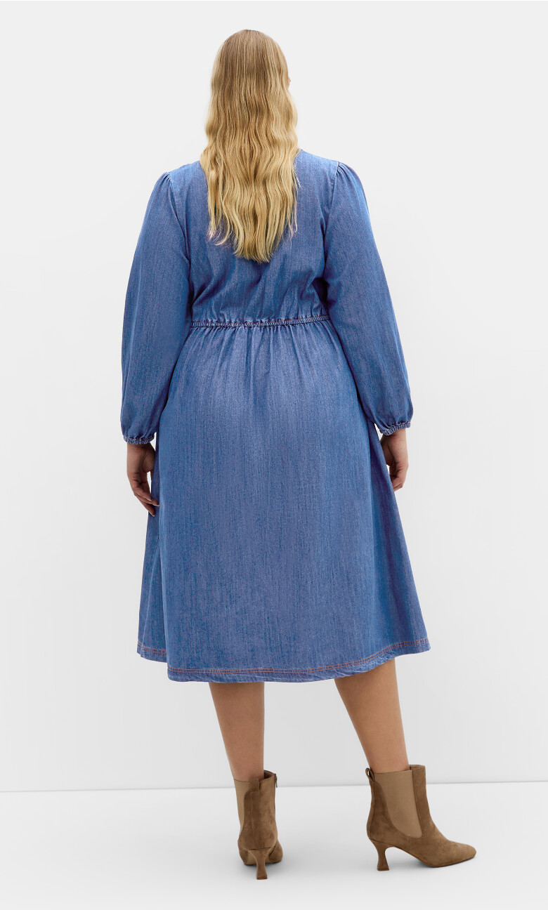 Emelia Denim Midi Dress - mid wash