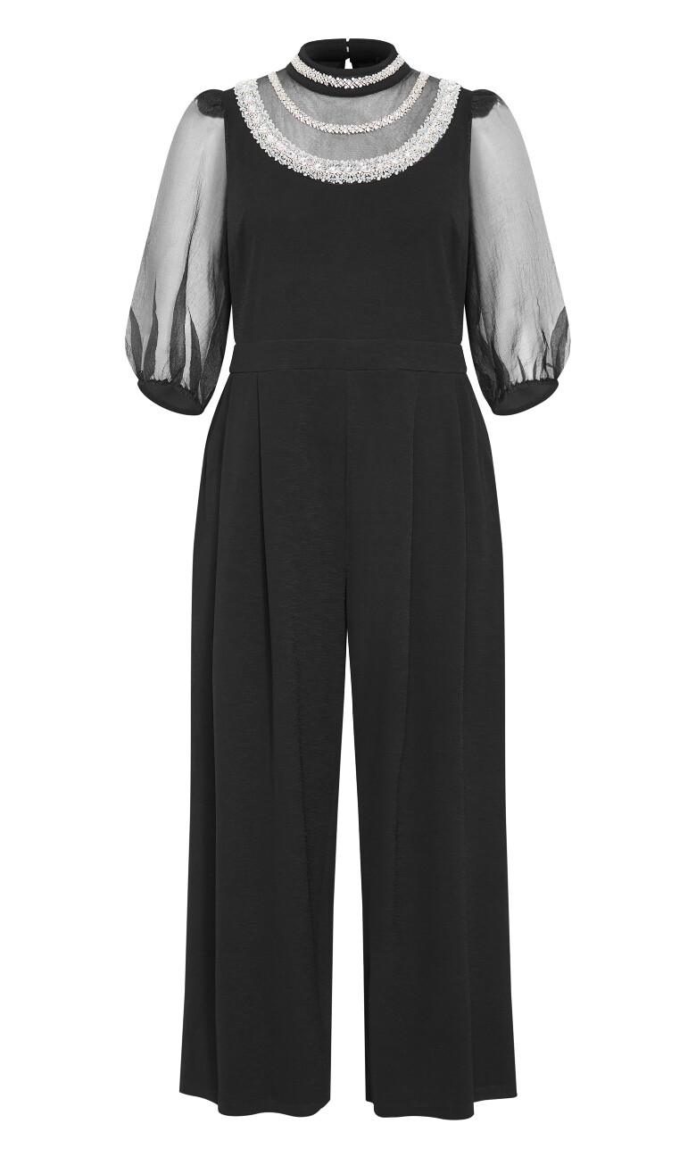Phoenix Sheer Sleeve Jumpsuit - black