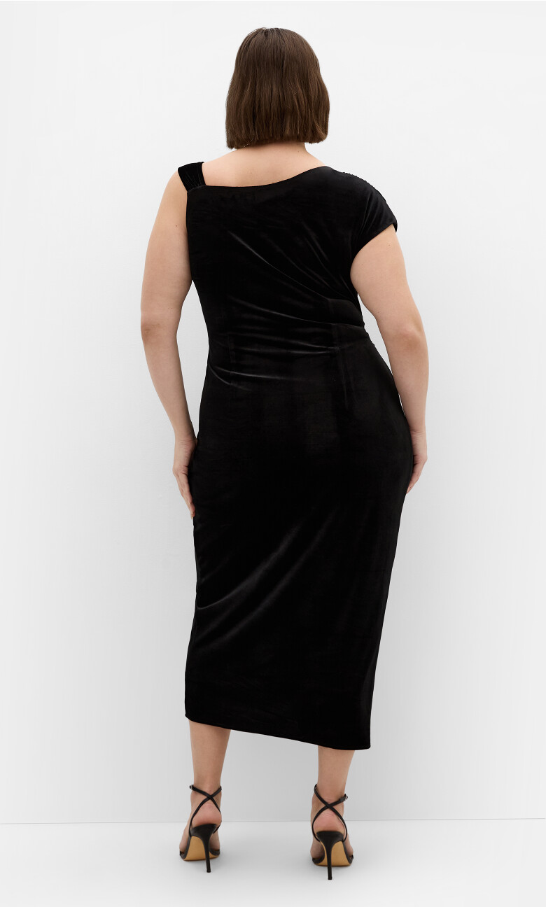 Vivi Velour Midi Dress - black