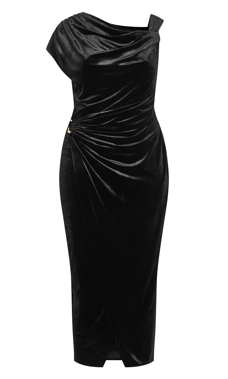 Vivi Velour Midi Dress - black