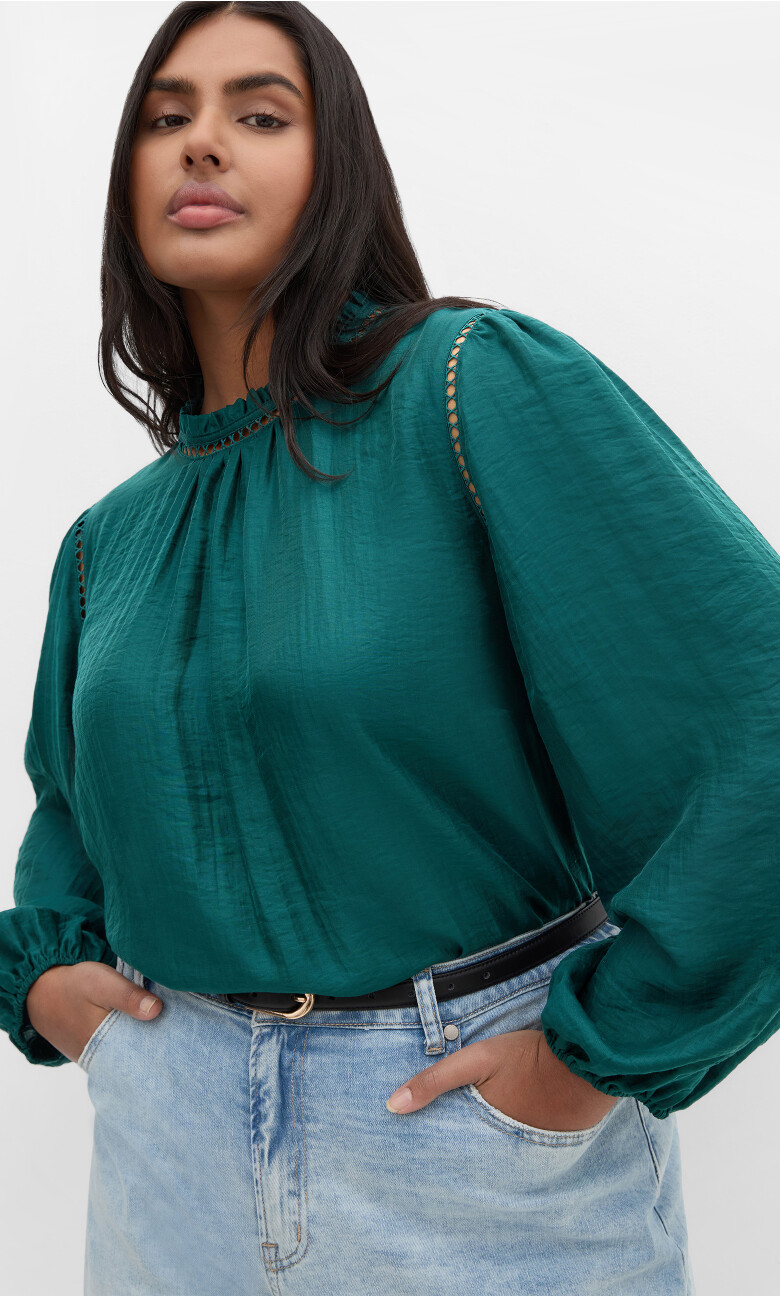 Plus Size Top Lorelai L/S - Emerald
