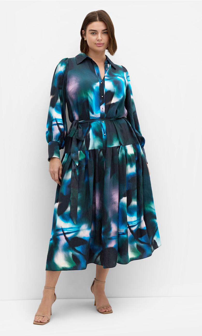 Plus Size Haze Bloom Maxi Dress - Deep Ocean