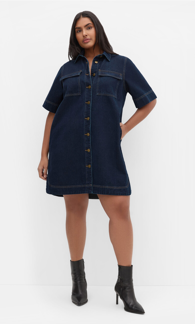 Plus Size Dress Denim Jojo - Dark Denim
