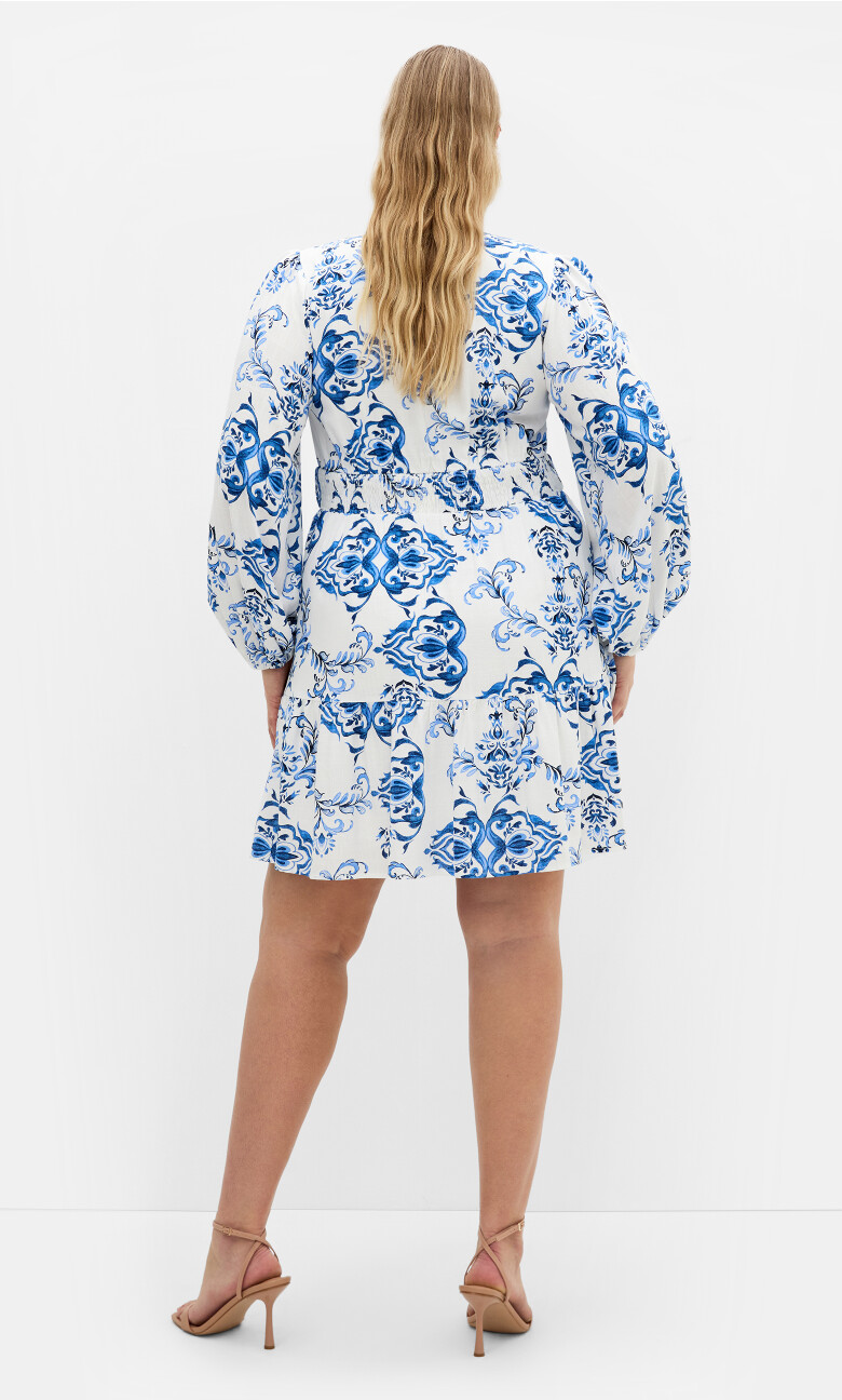 Winslow Long Sleeve Print Dress - white