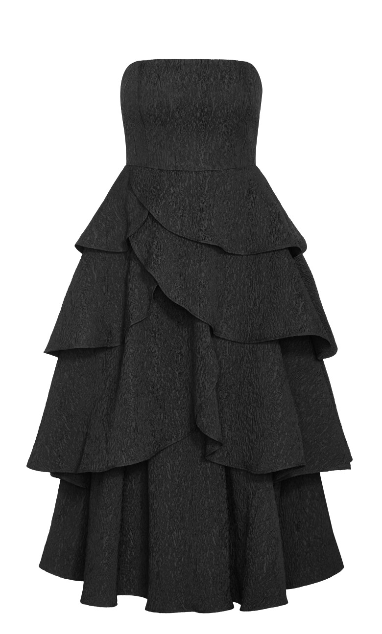 Elizabeth Tiered Frill Maxi Dress - black